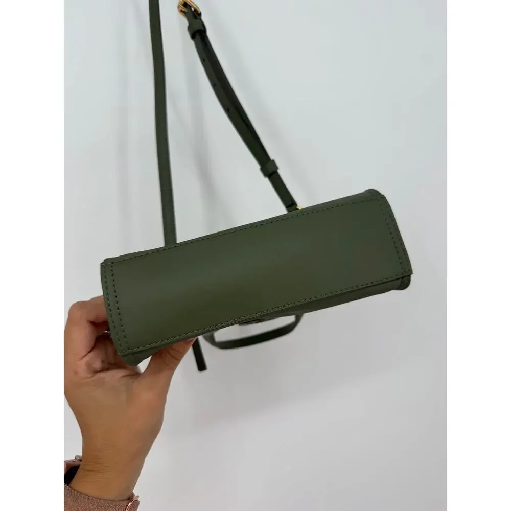 Tory Burch Ella Nylon Mini Baby Tote Purse Crossbody Strap Olive Palm Green